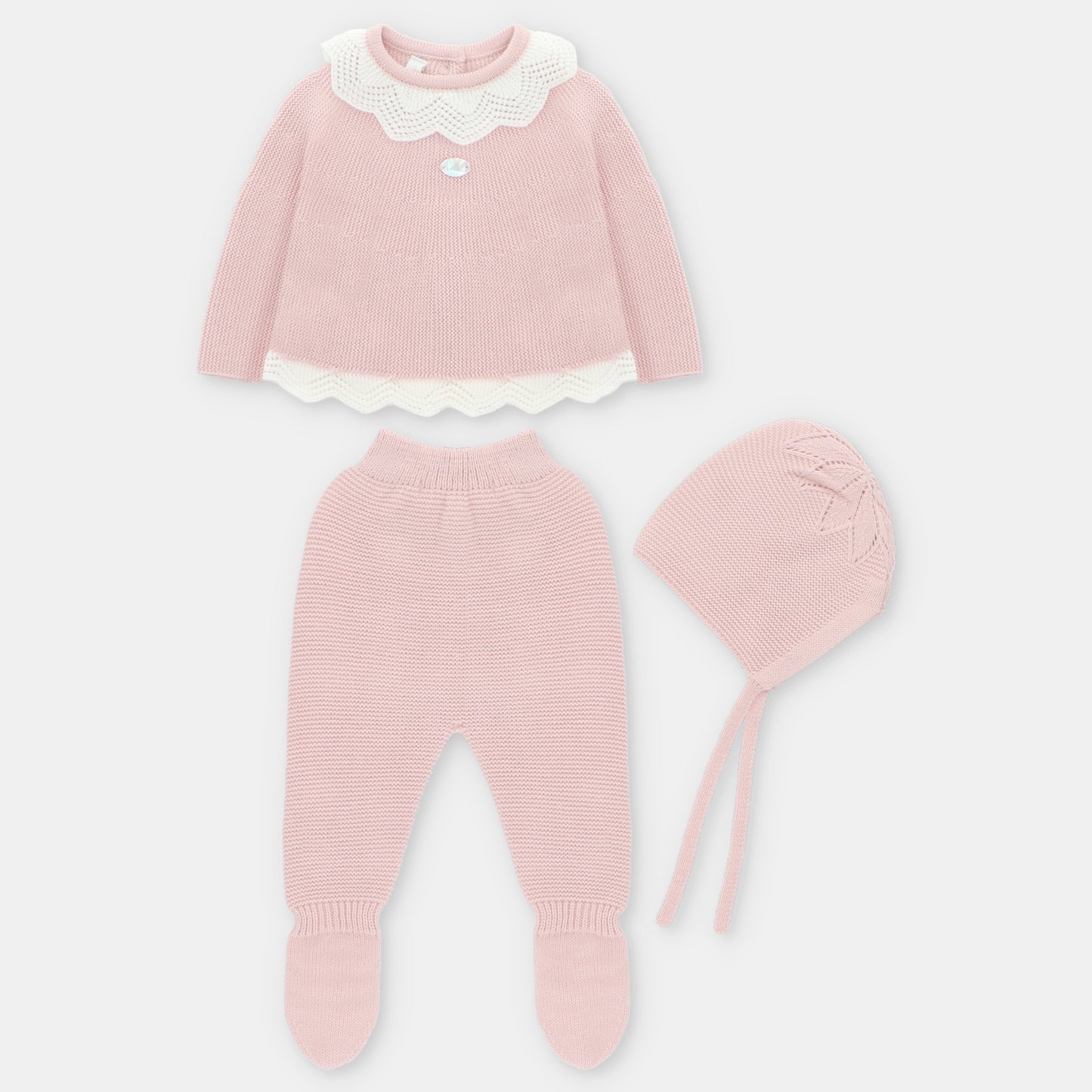 SET SWEATER LEGGINS & BONNET KNIT GIRL LEEDS004-10279
