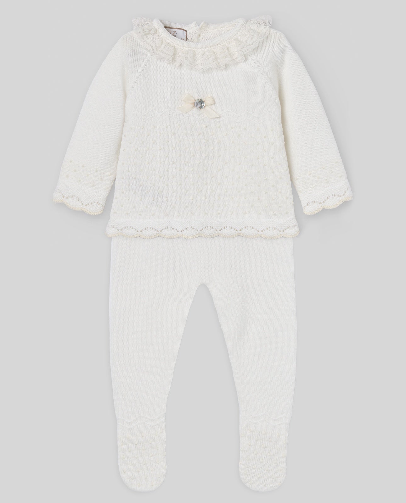 SET KNIT NEWBORN SWEATER 003-123230+LEGGINS 016-123231 "PAZ V26"