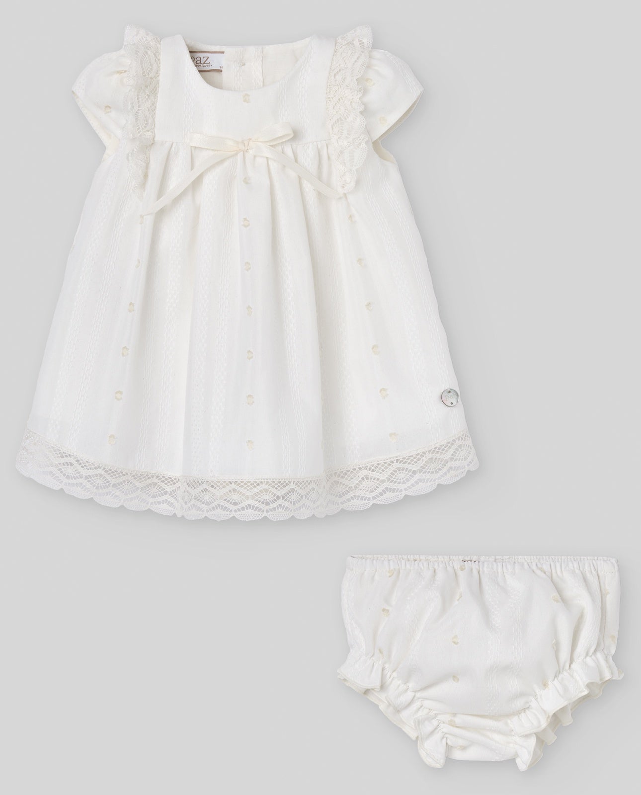 SET WOVEN NEWBORN DRESS 004-153244+ KNICKERS 017-153239 "PAZ V26"