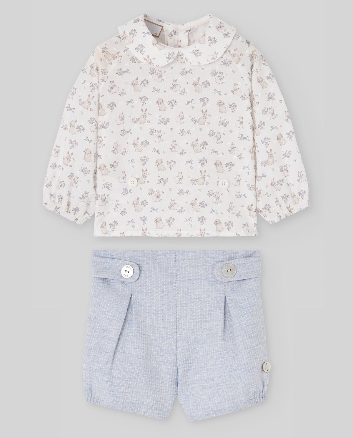 SET WOVEN NEWBORN BLOUSE + OVERALL "VAL"