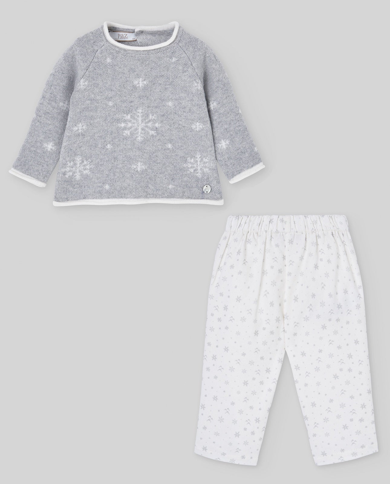 SET KNIT NEWBORN BABY SWEATER + TROUSER "NEVE"