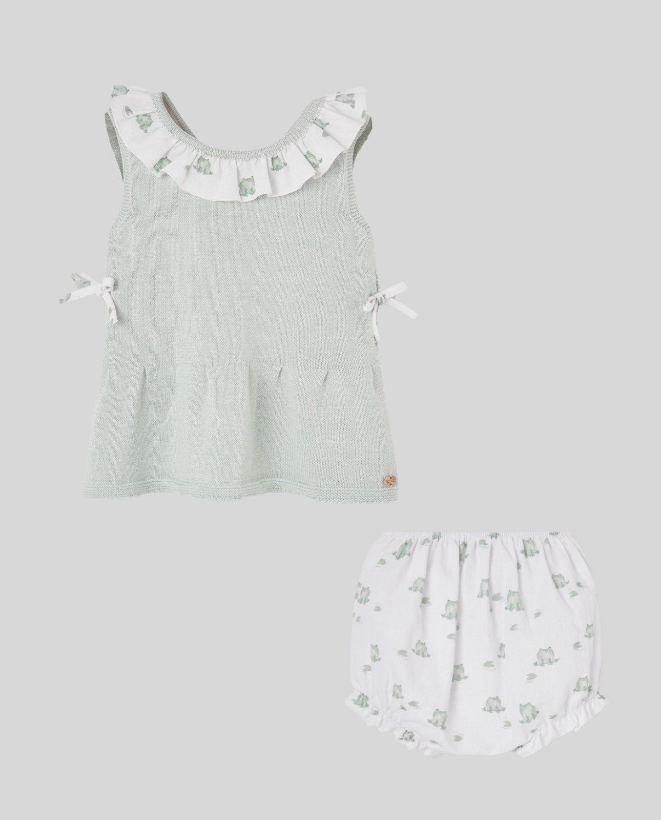 SET KNIT NEWBORN SHORT DRESS 027-123574+KNICKERS 017-153575 "NORAY"