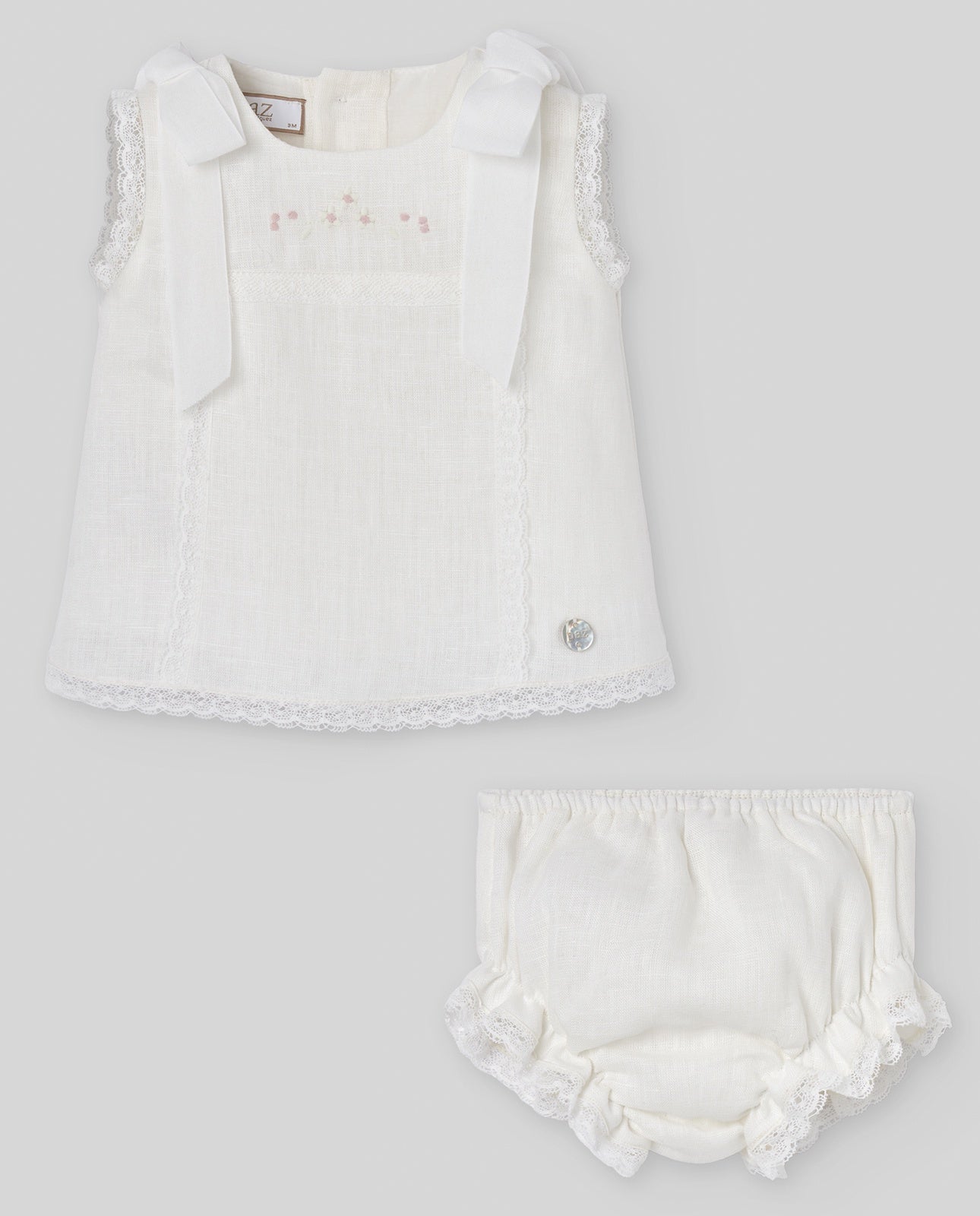 SET WOVEN NEWBORN SHORT DRESS 027-153259+KNICKERS 017-153260 "ALEGRA"