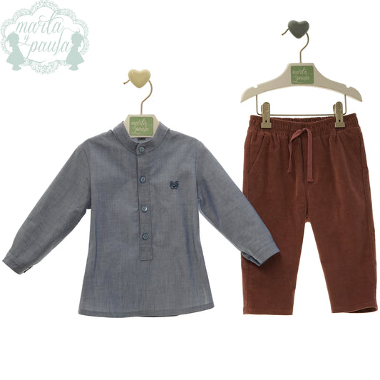 BOY SET (LONG PANTS & SHIRT) REF. 2850MINV-24 "HANOI" طقم ملابس ولادي