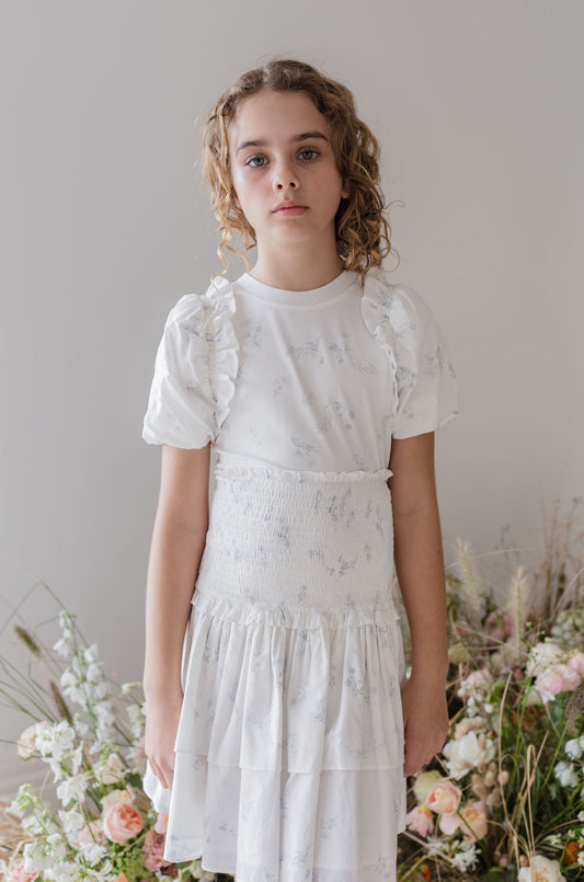 SET SKIRT AND T SHIRT BLUE DITSY