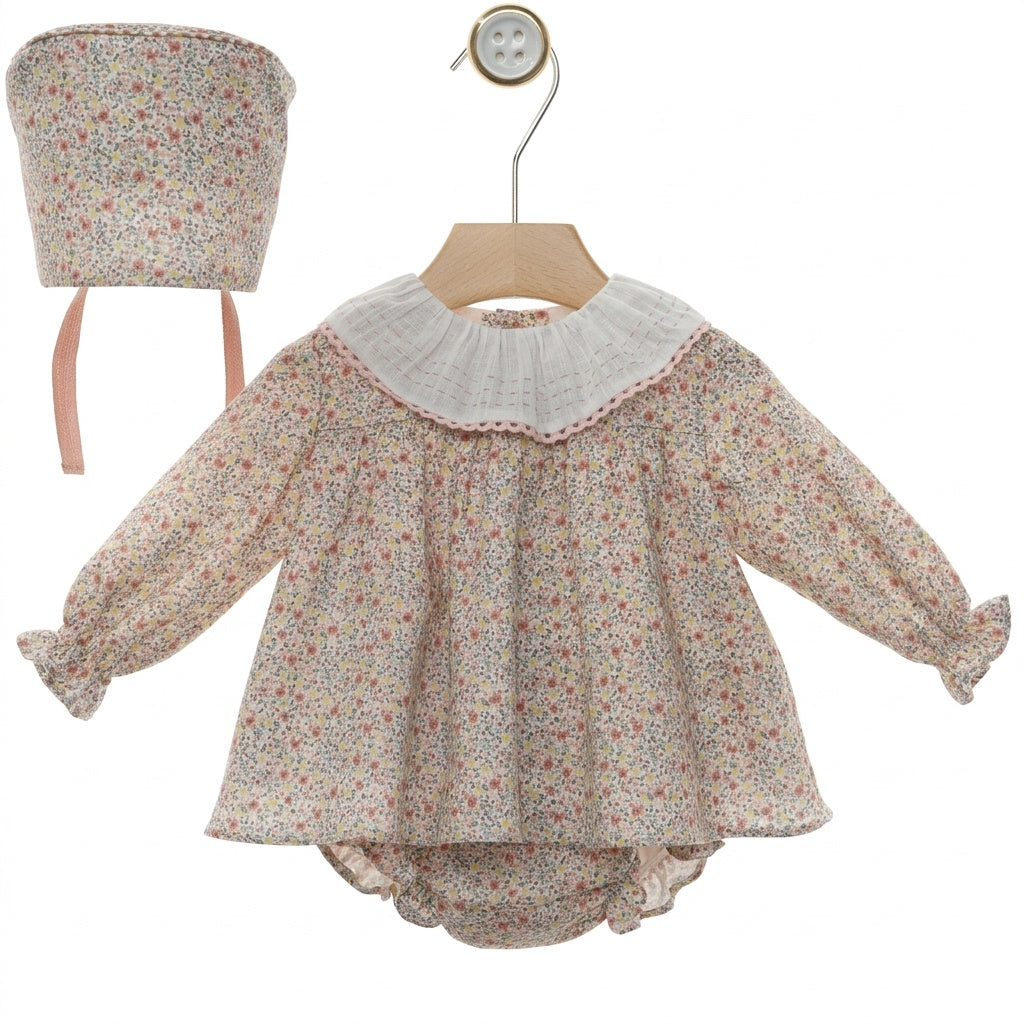 BABY DRESS AND DIAPER COVER WITH HOOD REF. 1042INV-26 "CASCABEL"