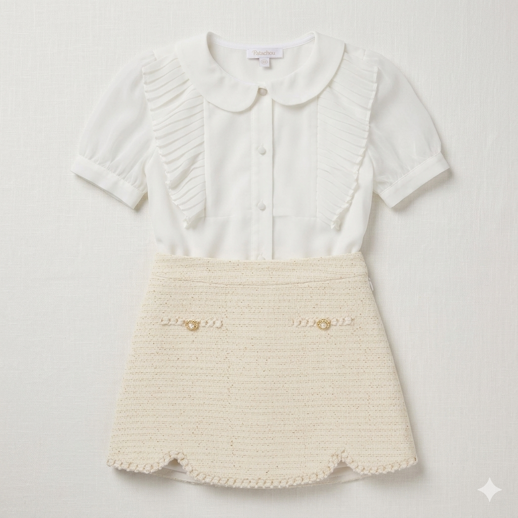 TWEED SET GIRL BLOUSE AND SKIRT