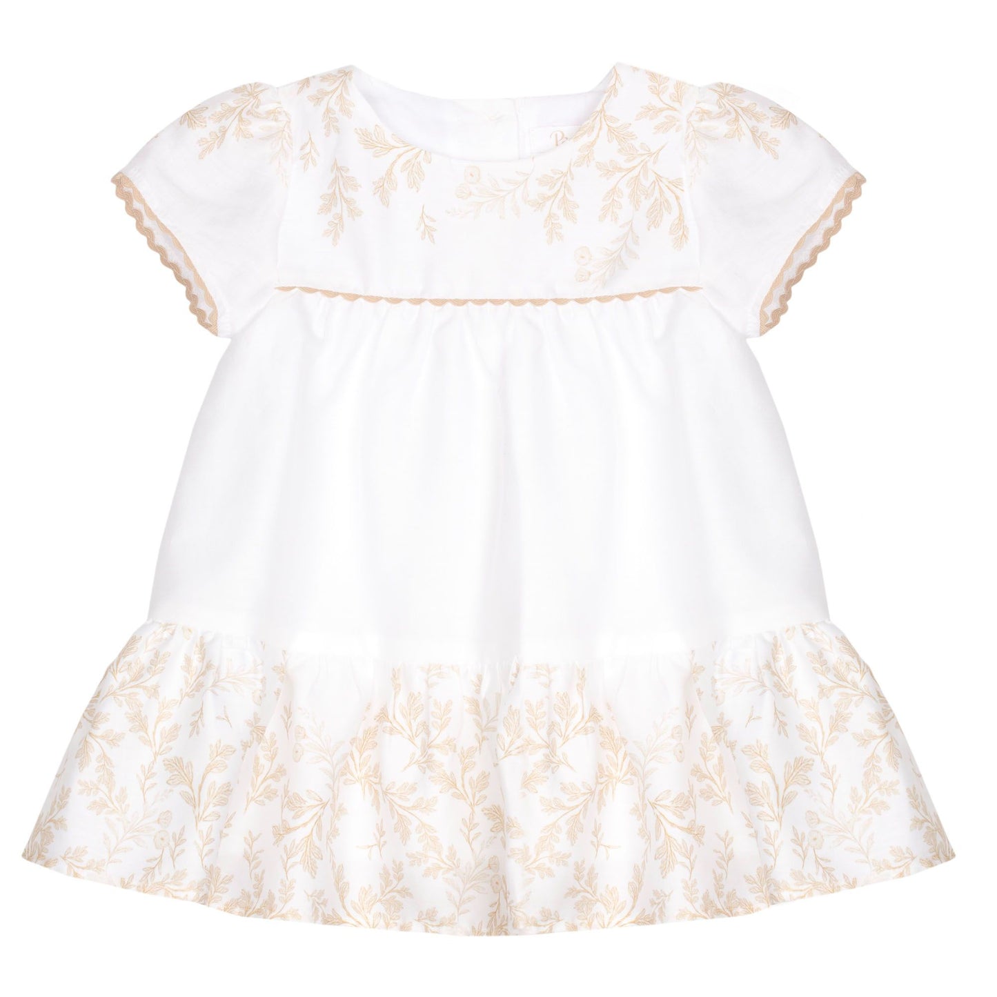 BEIGE TOILE BABY GIRL DRESS