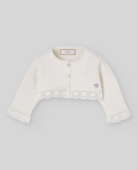 KNIT NEWBORN SHORT CARDIGAN "PAZ OI 26-27"