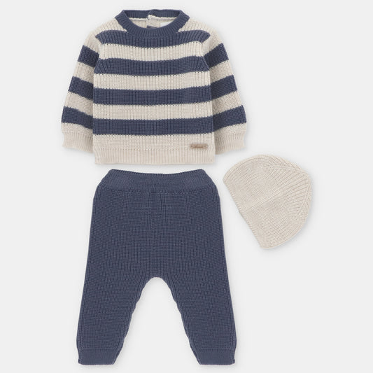 SET SWEATER LEGGINS & HAT KNIT STRIPES UNISEX004-10281