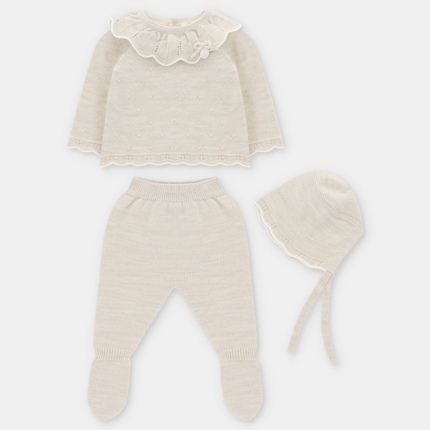 SET SWEATER LEGGINS & BONNET KNIT GIRL LIVERPOOL004-11275