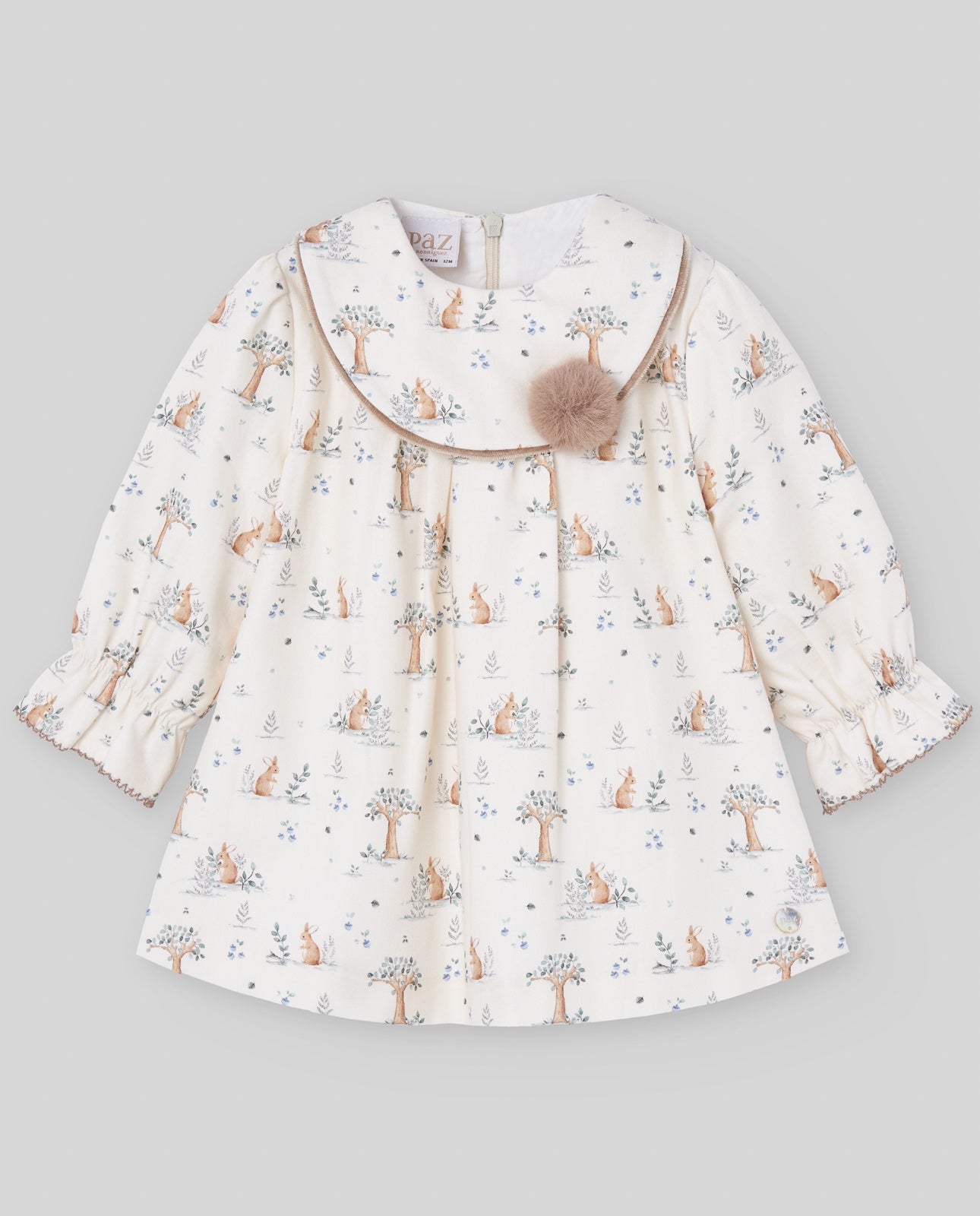 WOVEN NEWBORN DRESS "POMPON"