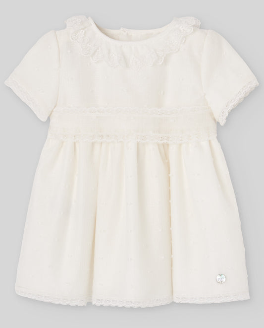 WOVEN INFANT GIRL DRESS "CEREMONIA V26" CREAM