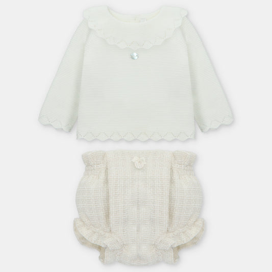 SET SWEATER & NAPPY COVER KNIT & WOVEN GIRL DERBY010-30276