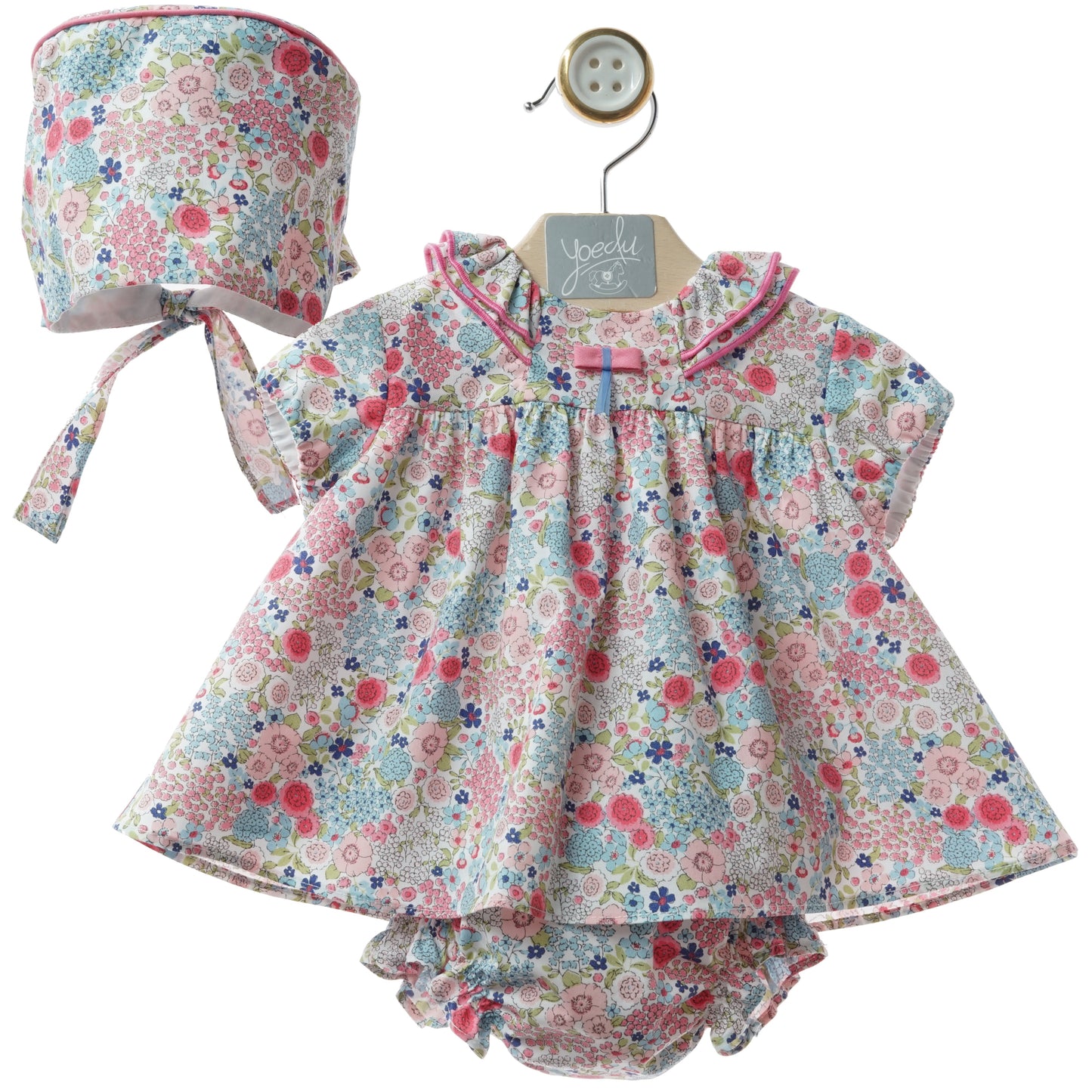 BABY DRESS AND DIAPER COVER WITH HOOD REF. 0147VER-26 "MARMOLINA"ملابس اطفال