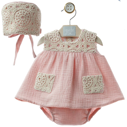 BABY DRESS AND DIAPER COVER WITH HOOD REF. 0150VER-26 "DECORACION"