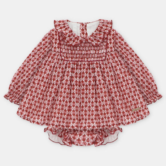 SET DRESS & NAPPY COVER PRINTED WOVEN GIRL046-20284