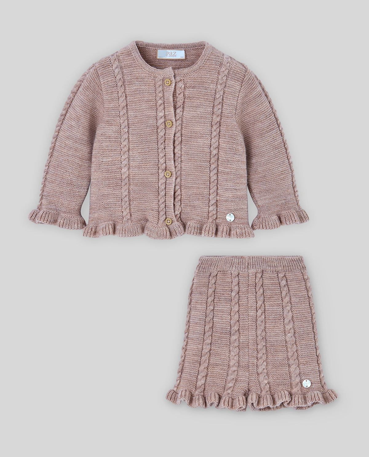 SET KNIT NEWBORN CARDIGAN+SHORTS
