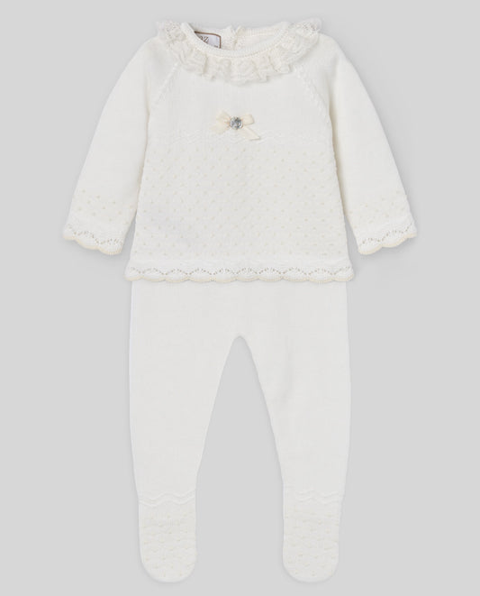 SET KNIT NEWBORN SWEATER 003-123230+LEGGINS 016-123231 "PAZ V26"