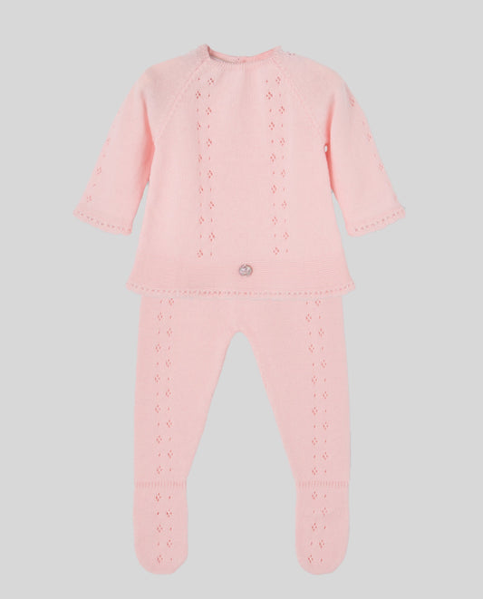SET KNIT NEWBORN SWEATER 003-123680+ LEGINS 016-123681 "ESSENTIA V26"
