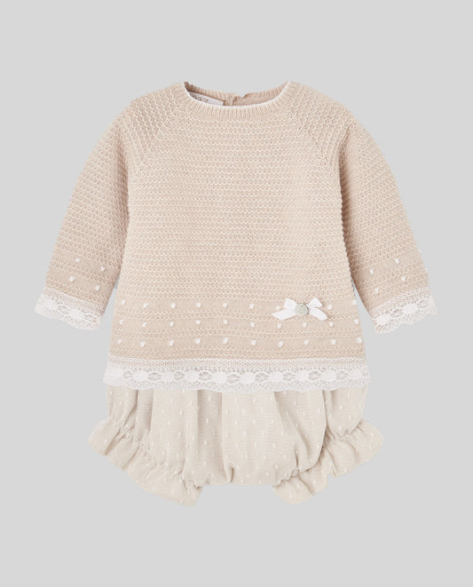 SET KNIT NEWBORN SWEATER 003-123492+KNICKERS 023-153493 "NECTAR"