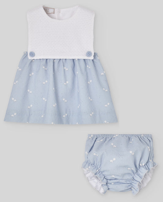 SET KNIT NEWBORN DRESS 004-123420+ KNICKERS 017-153421   "ESPUMA V26"ملابس اطفال