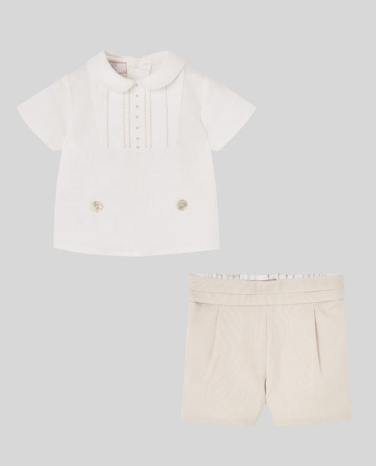 SET WOVEN NEWBORN BLOUSE 006-153506+ SHORTS 007-153507  "NECTAR"