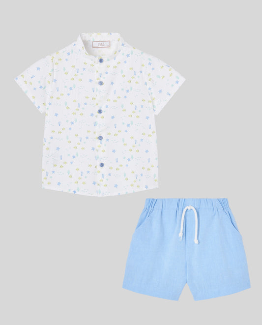 SET WOVEN NEWBORN SHIRT  006+153558+ SHORTS 007-153559 "CORALES"