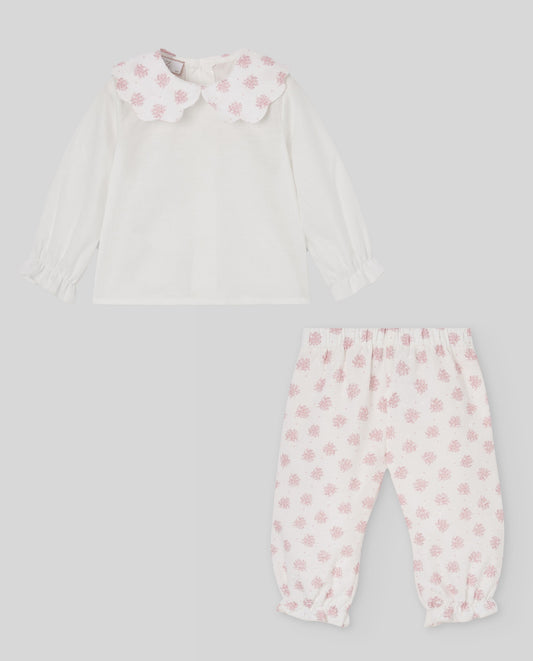 SET WOVEN NEWBORN BLOUSE 006-153646+ TROUSERS  007--153647 "MIMOSA"