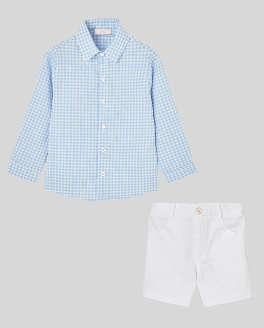 SET WOVEN INFANT BOY SHIRT 006-153661+TROUSERS 007-SHORTS "ANADE"