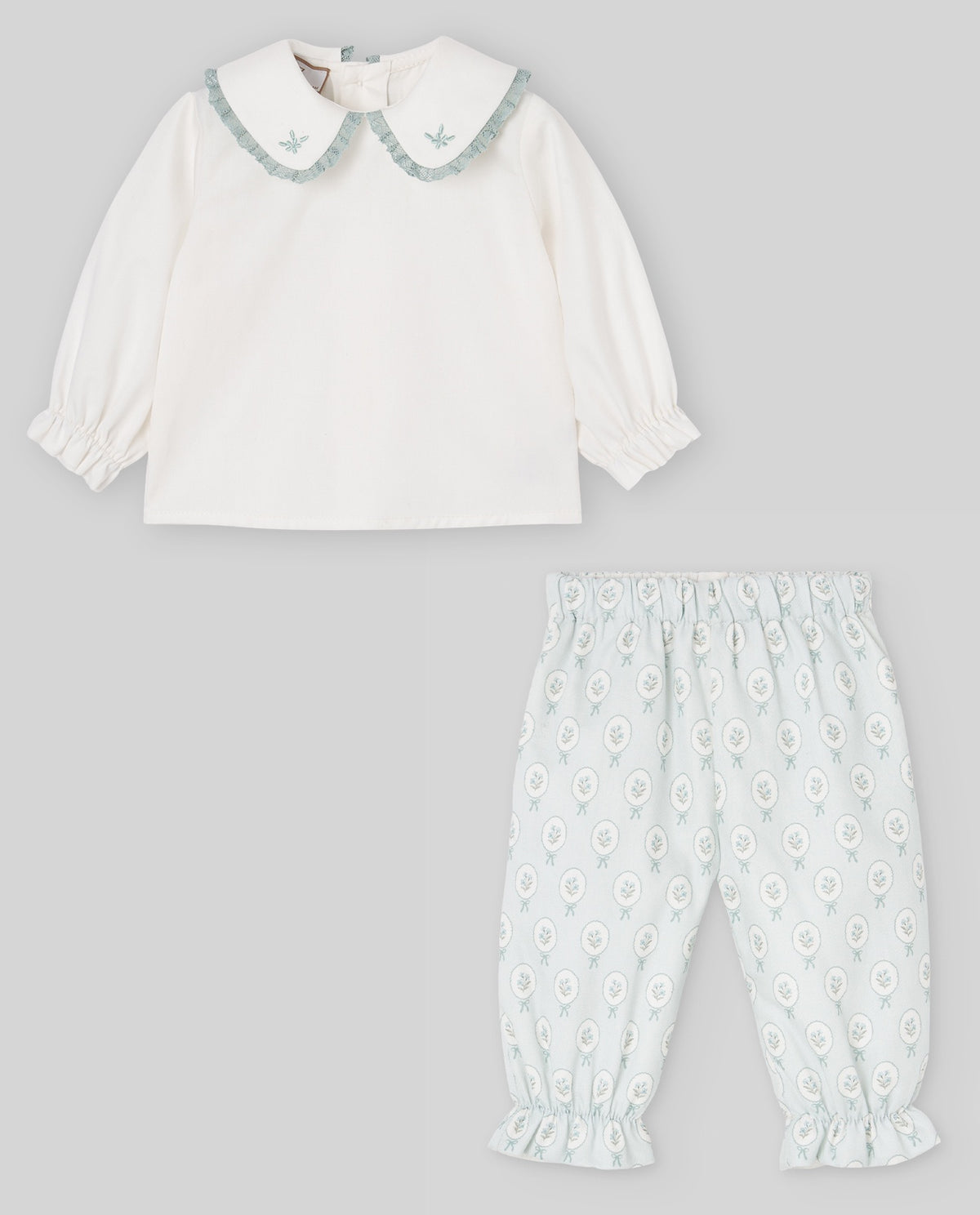 SET WOVEN NEWBORN BLOUSE + TROUSERS "LEIRA" 106-154136