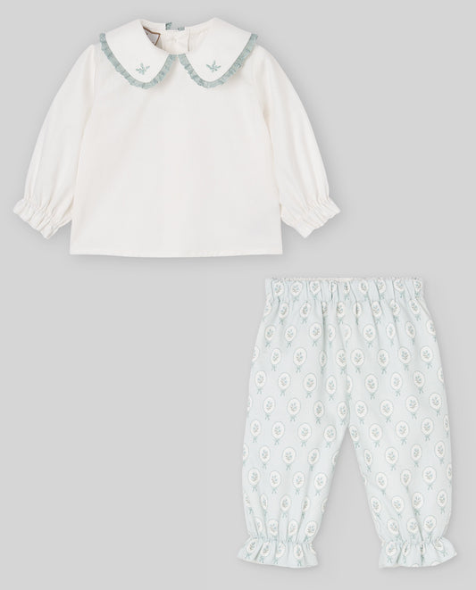 SET WOVEN NEWBORN BLOUSE + TROUSERS "LEIRA" 106-154136