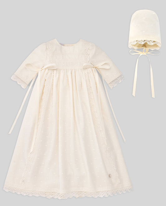 WOVEN NEWBORN LONG DRESS "ESENCIAL"