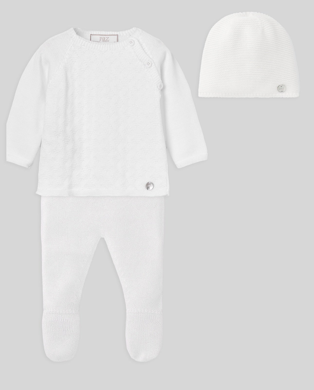 SET KNIT NEWBORN SWEATER  003-123189+ LEGGINS 016-32574+BONNET 011-82351K