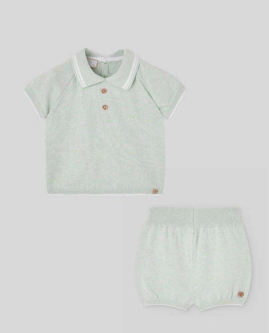 SET KNIT NEWBORN POLO T-SHIRT 024-123565+ SHORTS 007-123566  "NORAY" SS26