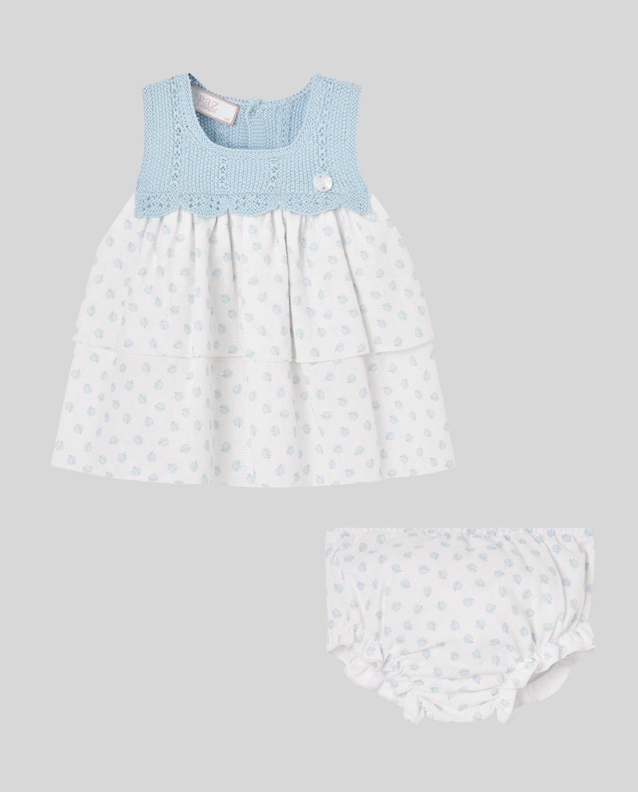 SET KNIT NEWBORN SHORT DRESS 027-123634 +KNICKERS 017-153635 "EDEN V26"