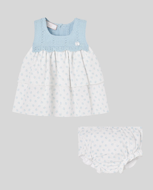 SET KNIT NEWBORN SHORT DRESS 027-123634 +KNICKERS 017-153635 "EDEN V26"