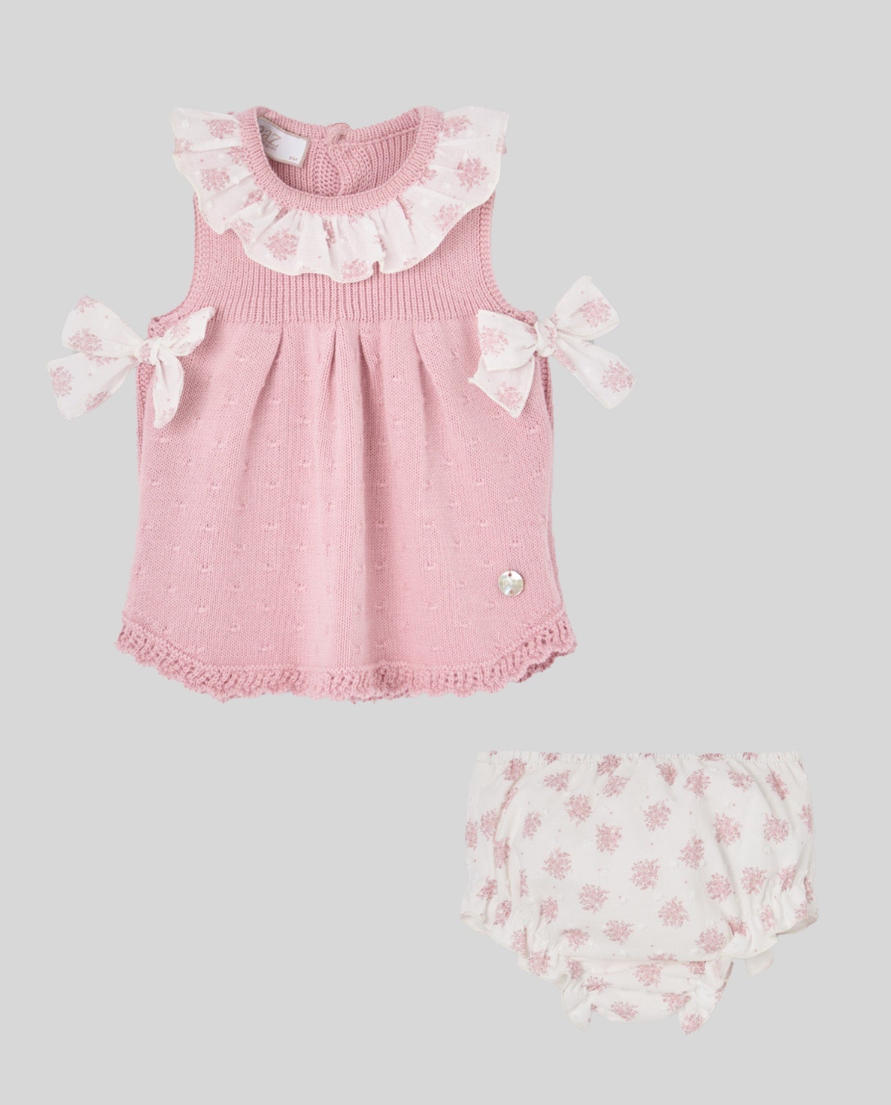 SET KNIT NEWBORN SHORT DRESS 027-123653 +KNICKERS 017-153652 "MIMOSA"