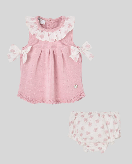 SET KNIT NEWBORN SHORT DRESS 027-123653 +KNICKERS 017-153652 "MIMOSA"