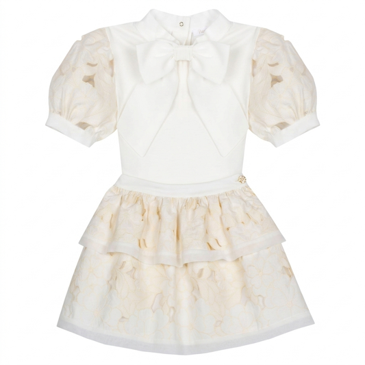 IVORY PETAL GIRL SET BLOUSE AND SKIRT