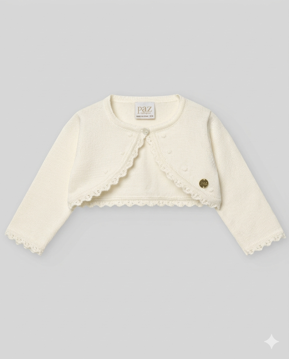 KNIT INFANT GIRL SHORT CARDIGAN  "CEREMONIA V26"