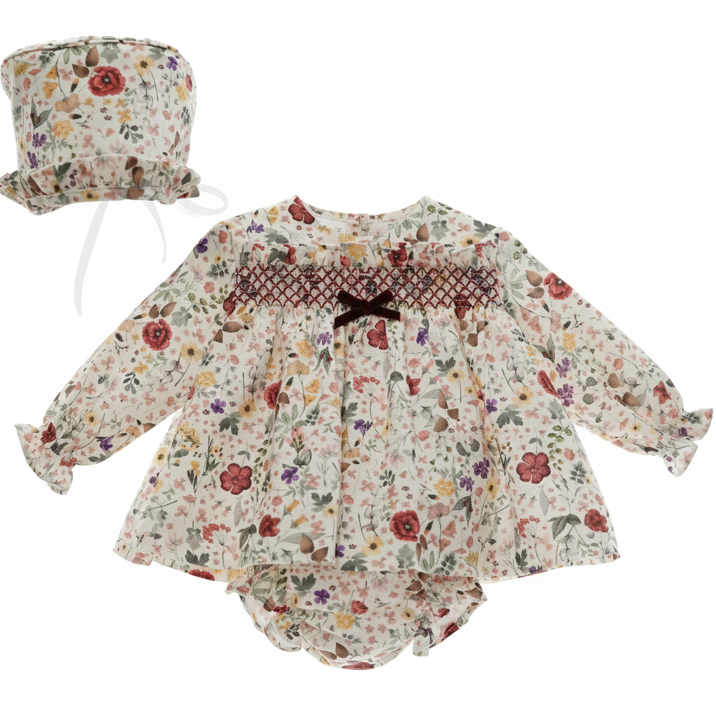 BABY DRESS AND DIAPER COVER WITH HOOD REF. 1040MINV-25 "GRETA"