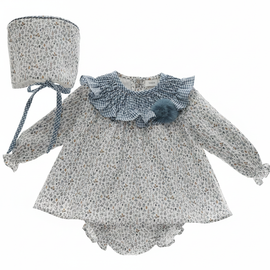 BABY DRESS AND DIAPER COVER WITH HOOD REF. 1044INV-25 "SEDA"