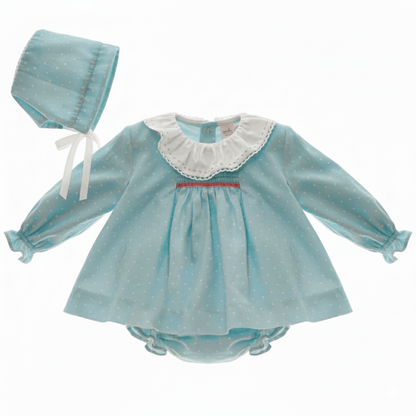 BABY DRESS AND DIAPER COVER WITH HOOD REF. 1049INV-25 "BATISTA"