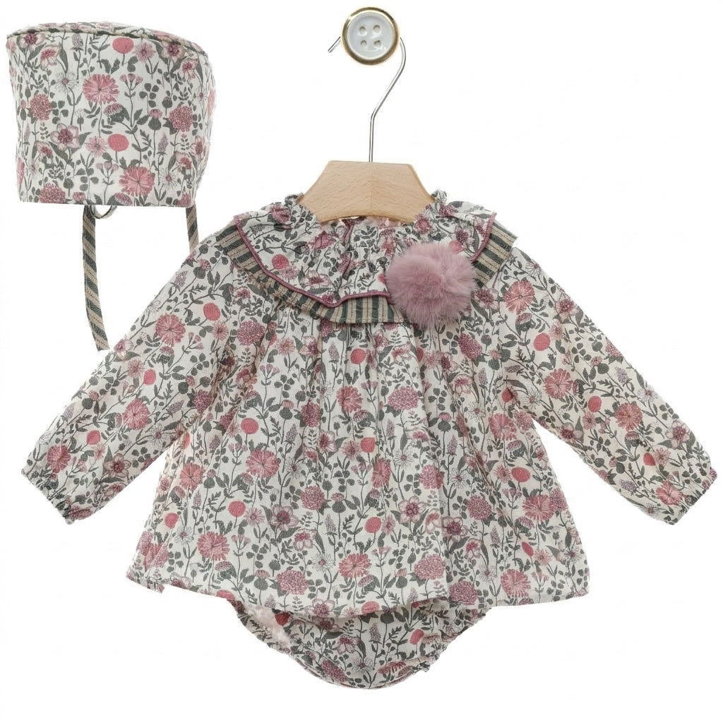 BABY DRESS AND DIAPER COVER WITH HOOD REF. 1049INV-26 "AURORA"