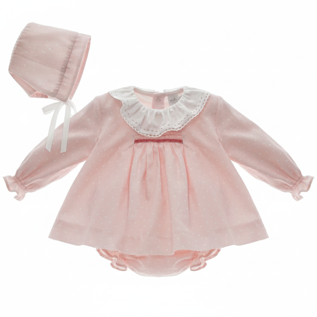 BABY DRESS AND DIAPER COVER WITH HOOD REF. 1049INV-25 "BATISTA"