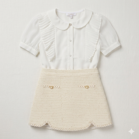 TWEED SET GIRL BLOUSE AND SKIRT