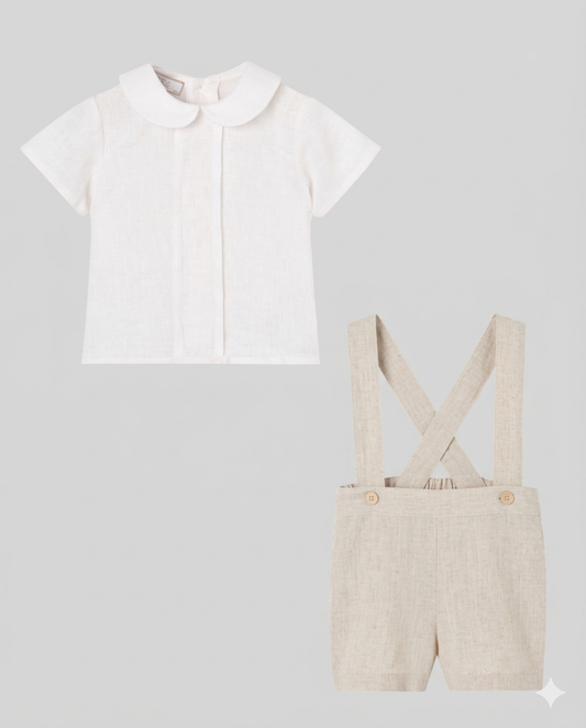 SET WOVEN NEWBORN BLOUSE 00+153440+ SHORTS 007-153441 "CEREMONIA V26"