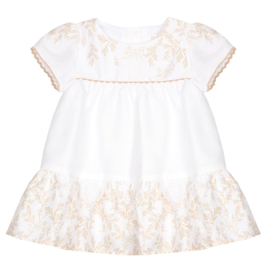 BEIGE TOILE BABY GIRL DRESS