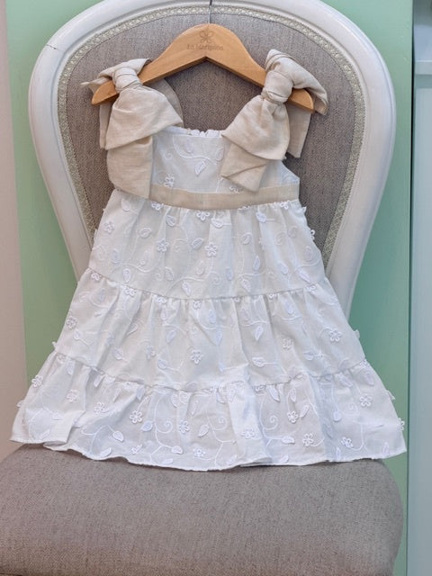 DRESS W/ RUFFLES + BOWS ON SHOULDERS